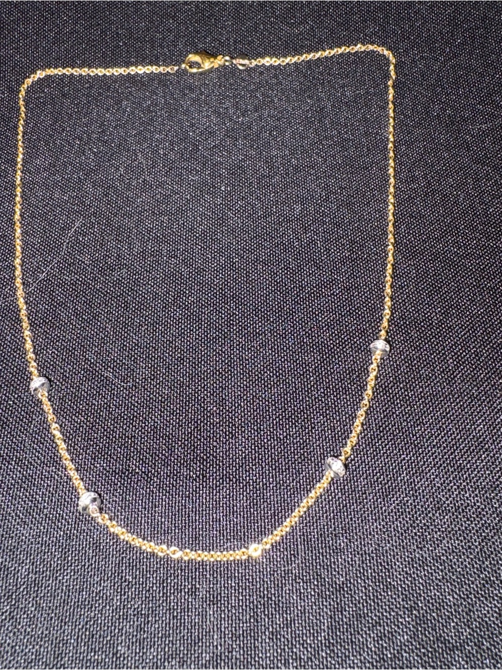 Aaron Basha 16” 18k Gold chain with Four Diamond Rondelles, New, Never Worn